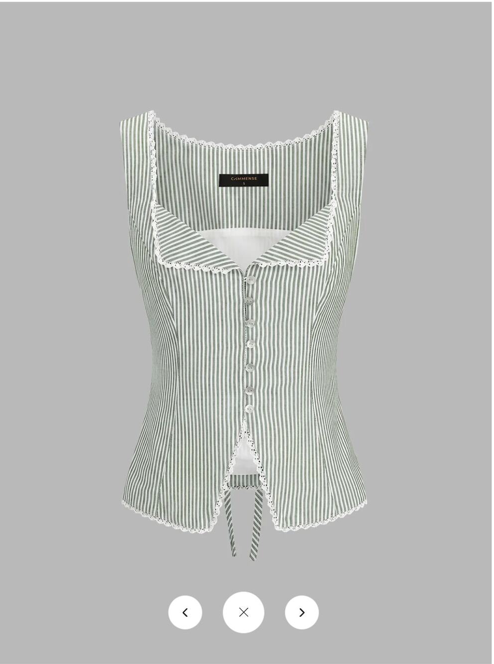 NWT Commense Striped Lace Trim Button-Front Tank Top Sz L